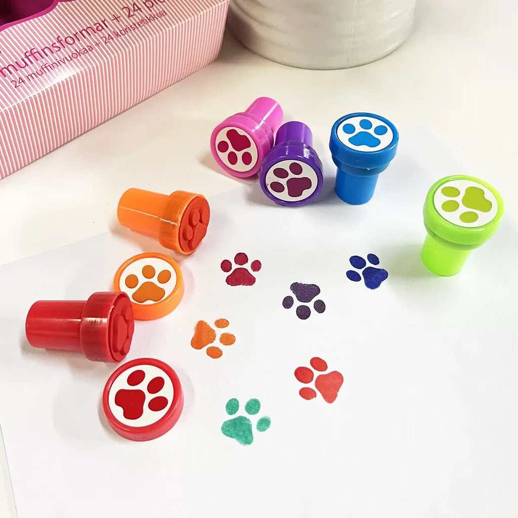 Paw Print Stamps 6pk Dogs Party Favours Stampers Teacher Activities