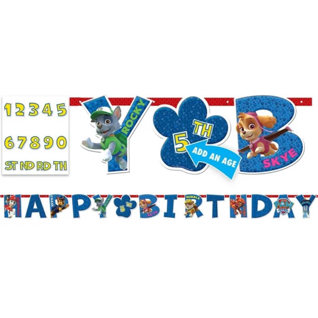 Paw Patrol Jumbo Happy Birthday Add-An-Age Letter Banner