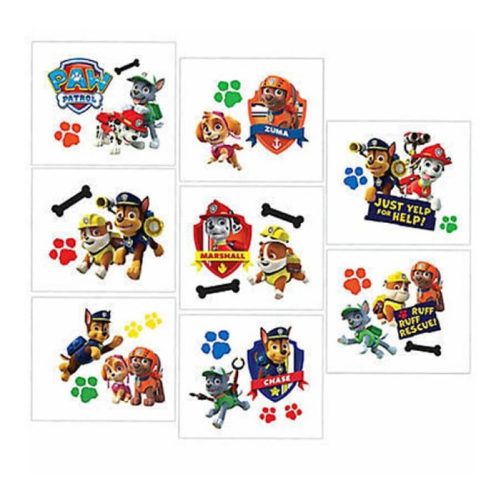 Paw Patrol Adventures Tattoo Party Favours 8pk