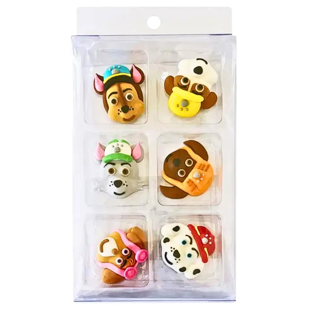 Paw Patrol cupcake toppers featuring Chase and Marshall