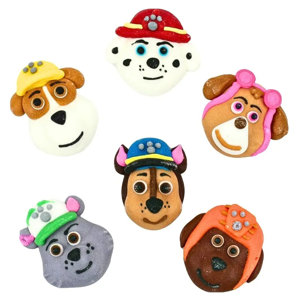 Paw Patrol cupcake toppers featuring Chase and Marshall