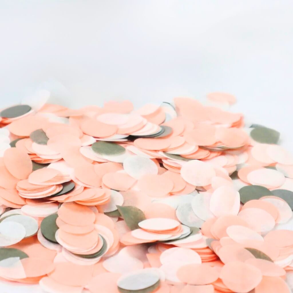 Peach, Grey & White Round Paper Confetti 20g