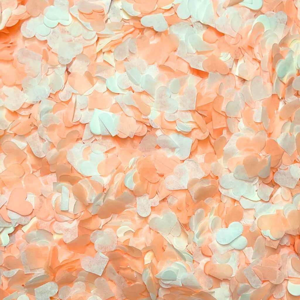 Peach Blossom Heart Confetti – 20g White, ivory & Peach Party Scatter