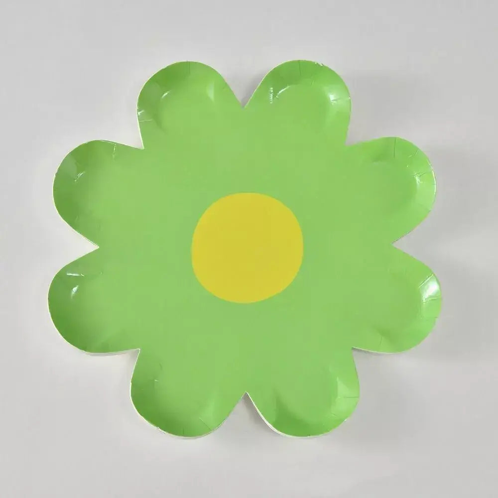 Pear Green Daisy Paper Plates 17cm 10pk