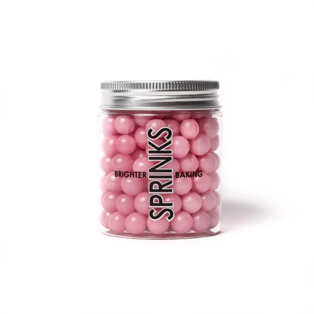 Sprinks pearl pink cachous in jar for baking decoration