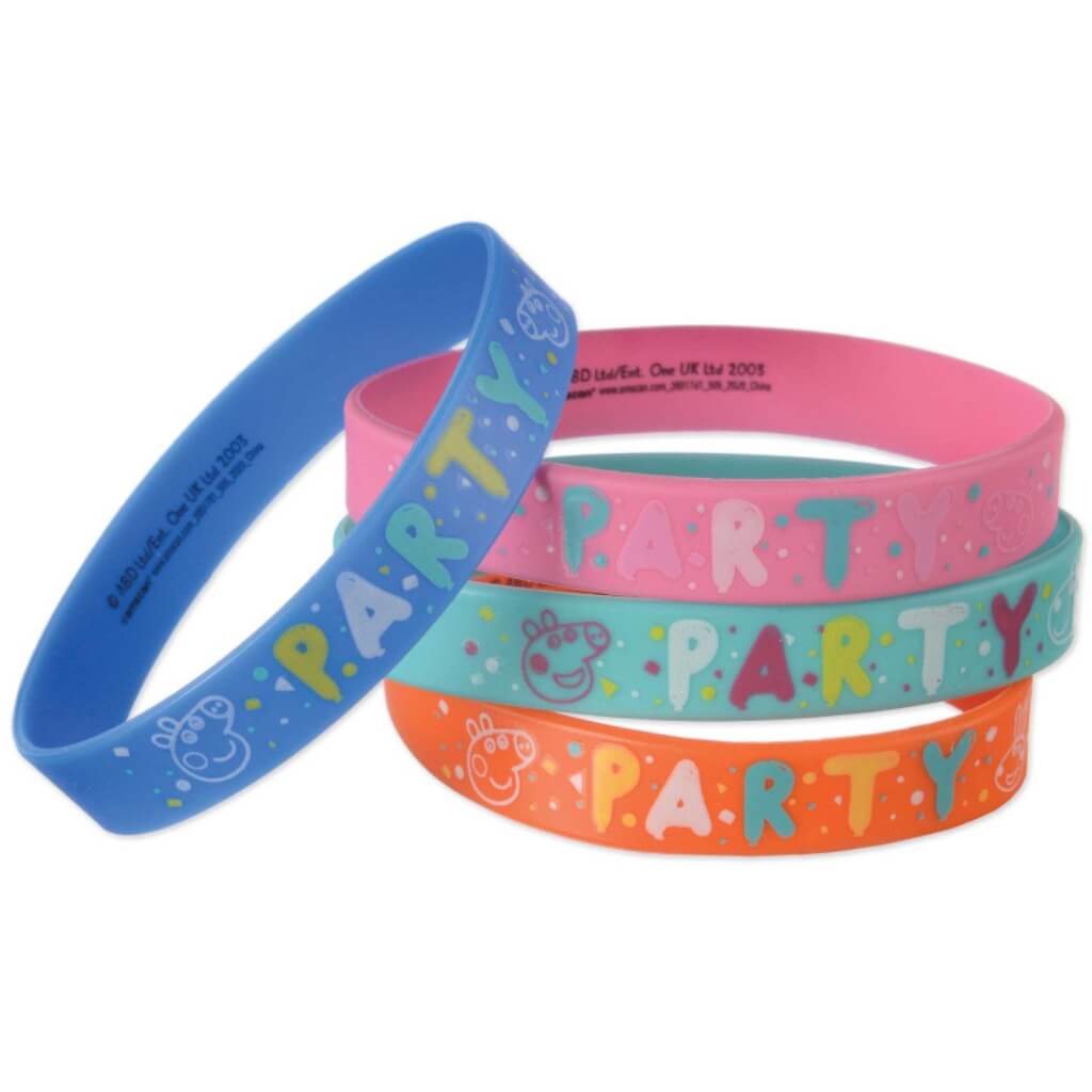 Peppa Pig Rubber Charm Wristbands 4pk kids birthday party favours