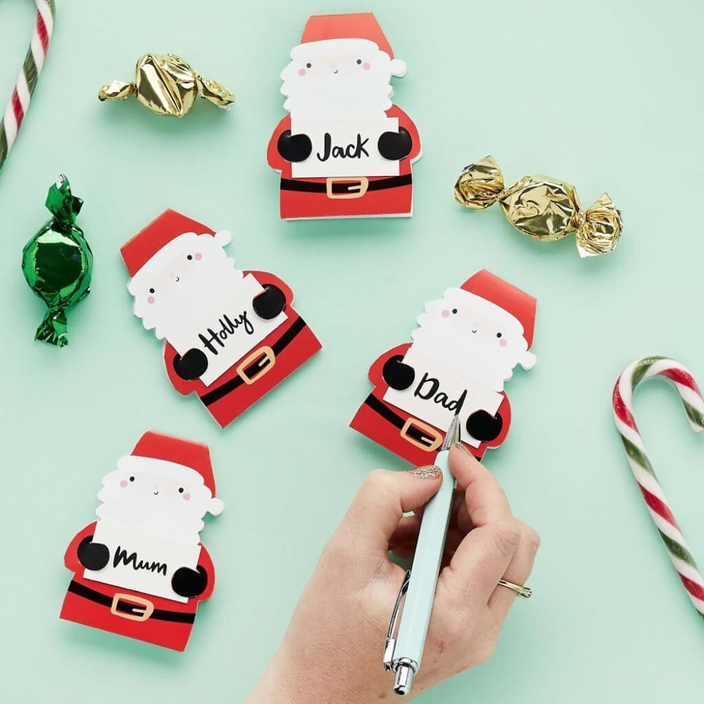 Merry Christmas Santa Place Cards 10pk – Personalised Table Name Cards