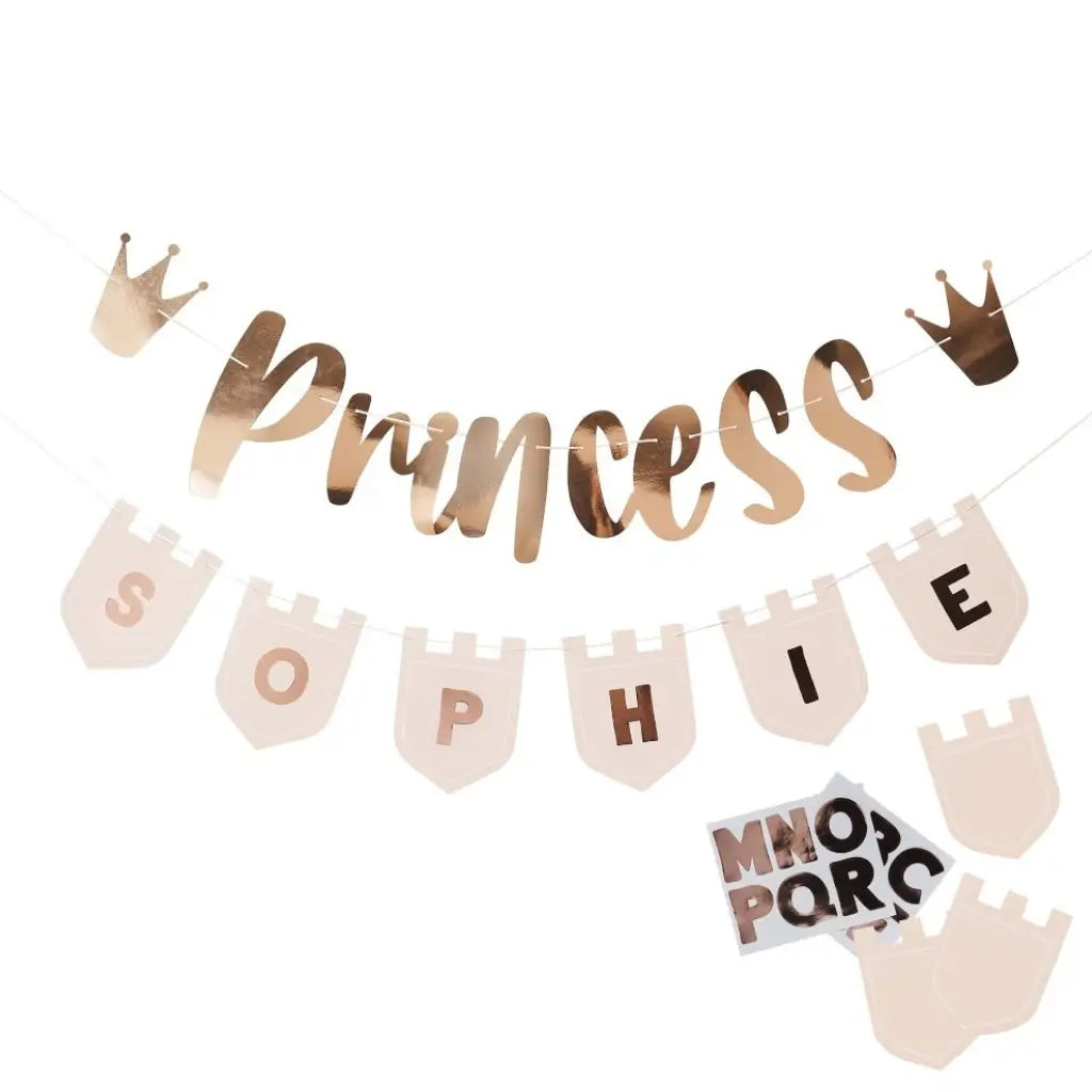 Two 2-metre pink princess garlands for fairytale birthday celebrations