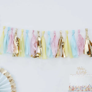 Pastel & Gold Tassel Garland 16pk