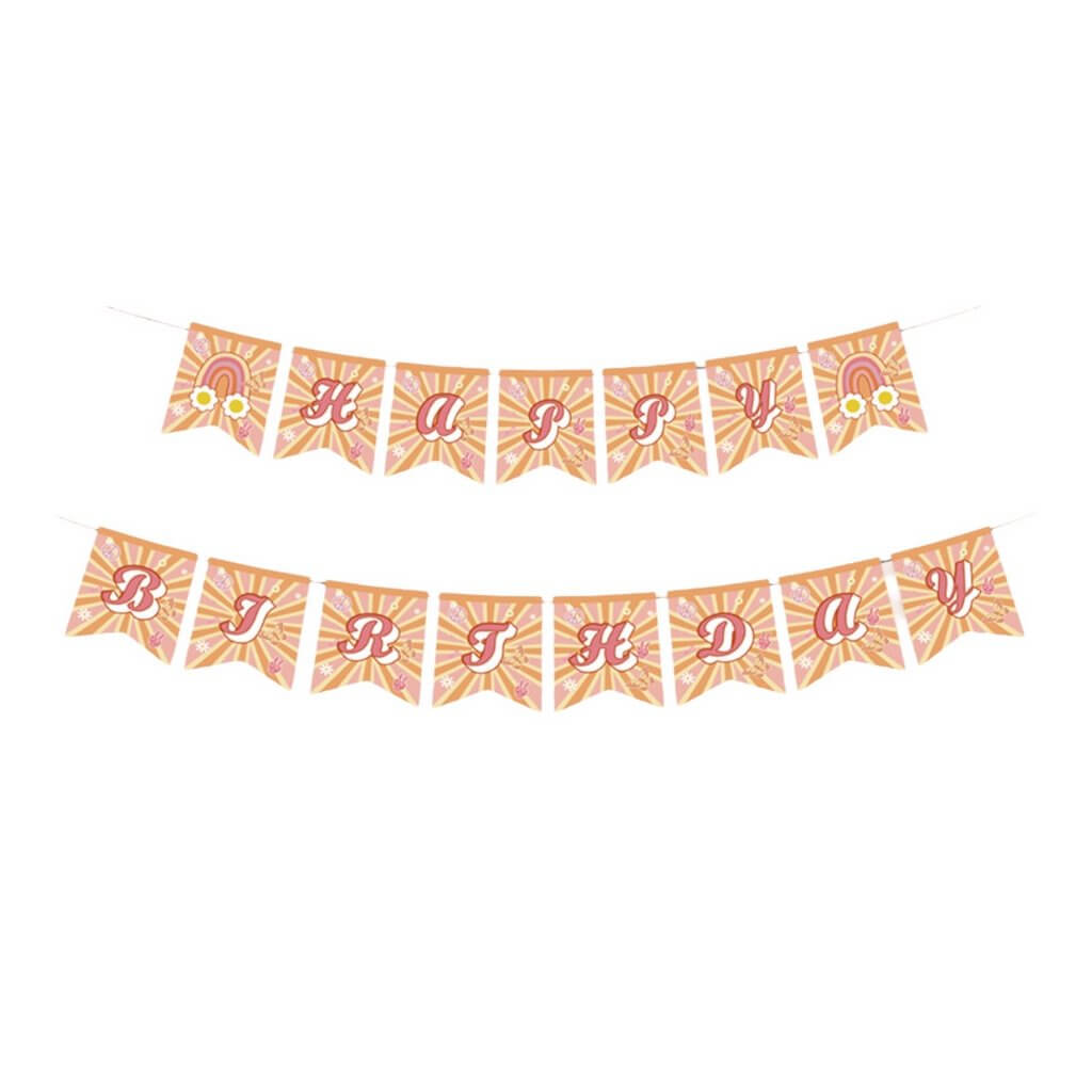 60's Hippie Groovy Happy Birthday Paper Bunting