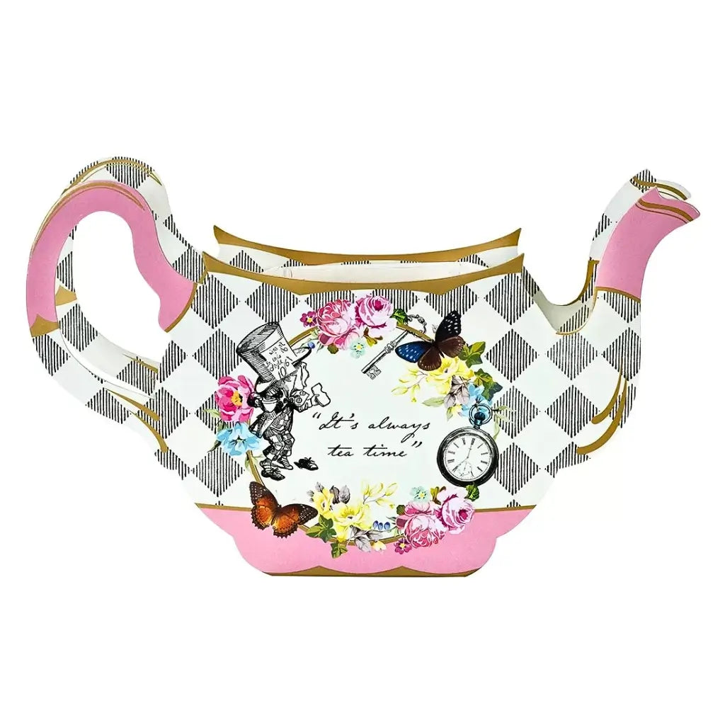 Mad Hatter tea party floral centrepiece with whimsical teapot design