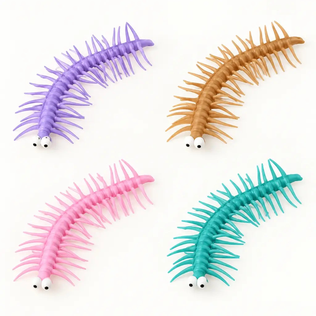 ink aqua yellow and purple stretchy insect toys in assorted colours