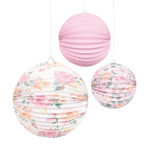 Pink Bloom Floral Accordion Paper Lanterns 3pk