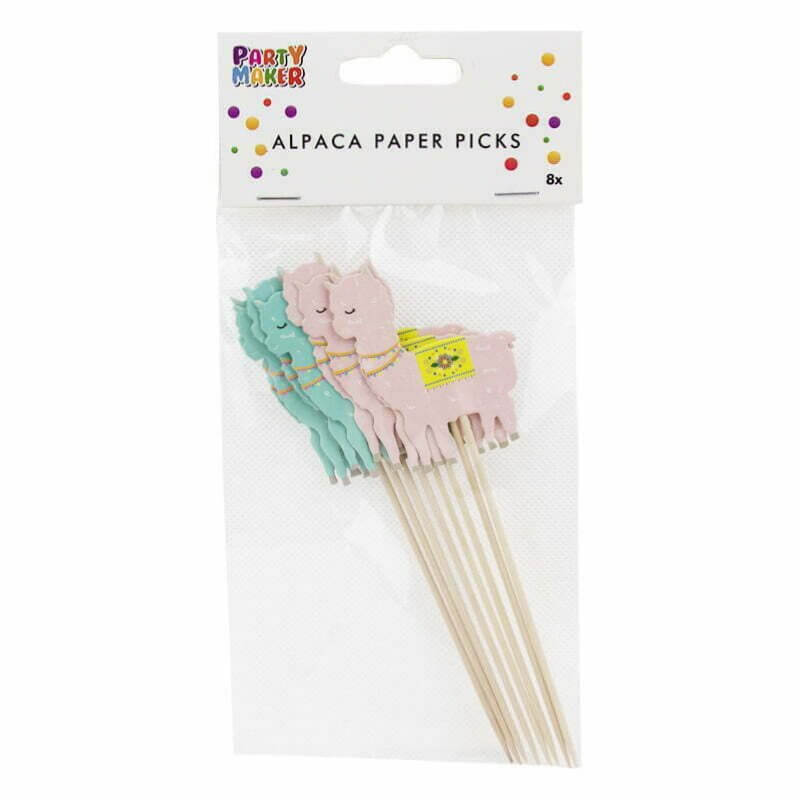 Blue & Pink Llama Cupcake Picks 8 Pack