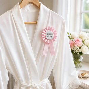 Bridal shower pink Bride To Be rosette badge with safety pin backing
