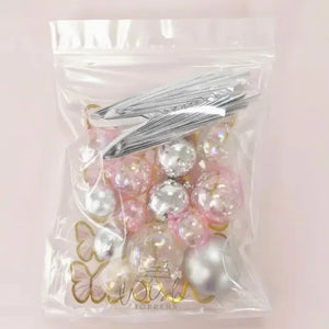 Pink Silver Cake Decorating Kit with Butterflies and Fans