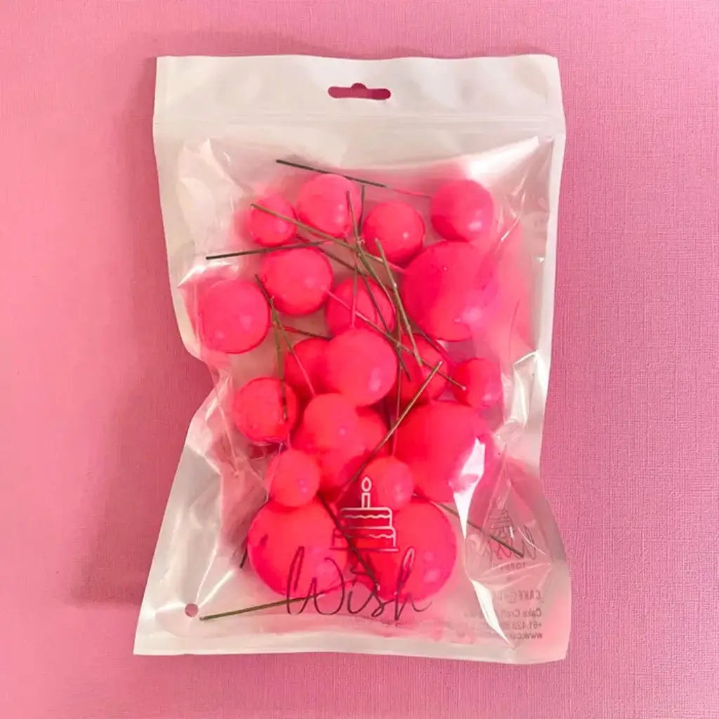 Electric pink cake decoration foam ball assortment