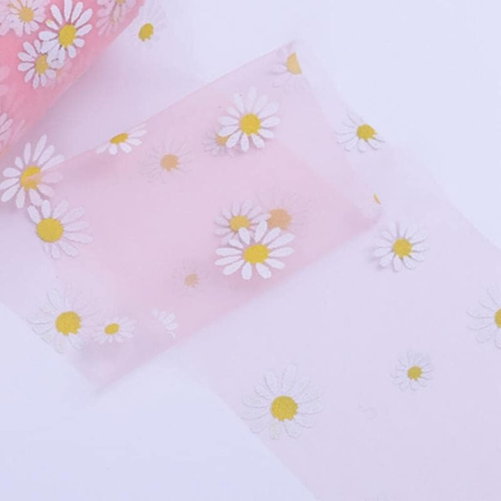 Daisy Tulle Ribbon 6cm x 5 yards - pink