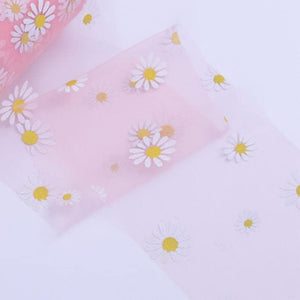 Daisy Tulle Ribbon 6cm x 5 yards - pink