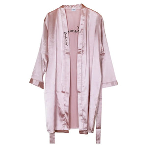 Pink Embroidered Bridesmaid Hen Party Dressing Gown