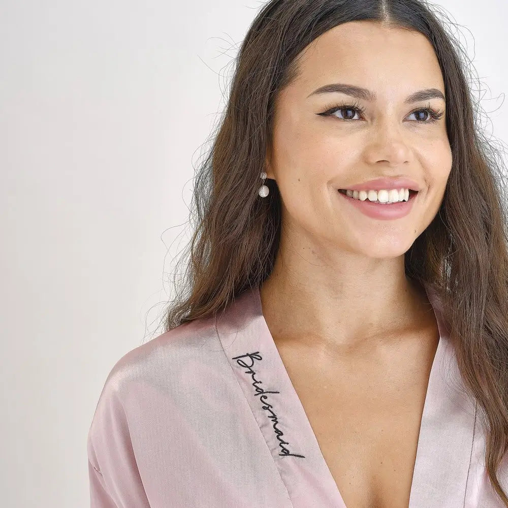 Pink Embroidered Bridesmaid Hen Party Dressing Gown