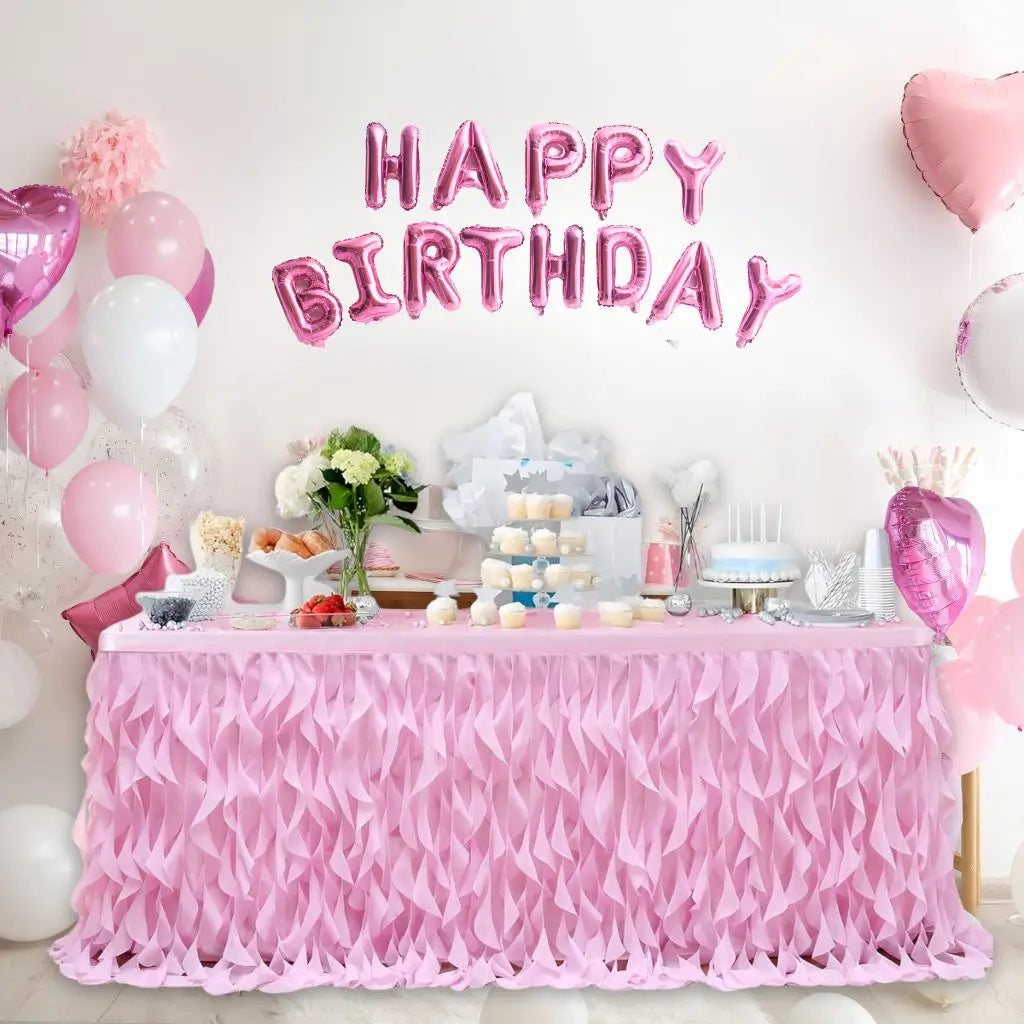 Pink Curly Willow Fabric Table Skirt