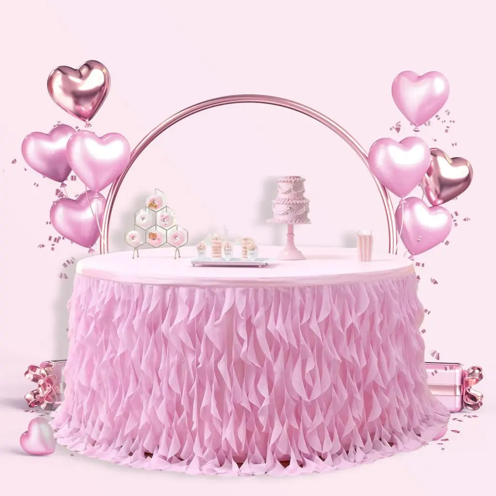 Pink Curly Willow Fabric Table Skirt