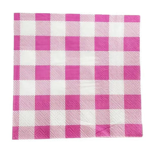 Pink Gingham Paper Cocktail Napkins 25pk