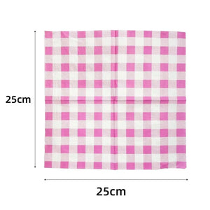 Pink Gingham Paper Cocktail Napkins 25pk