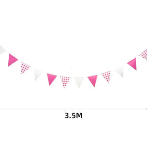 Pink Gingham Paper Flag Bunting 3.5m