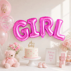 Pink GIRL Script Baby Shower Foil Balloon