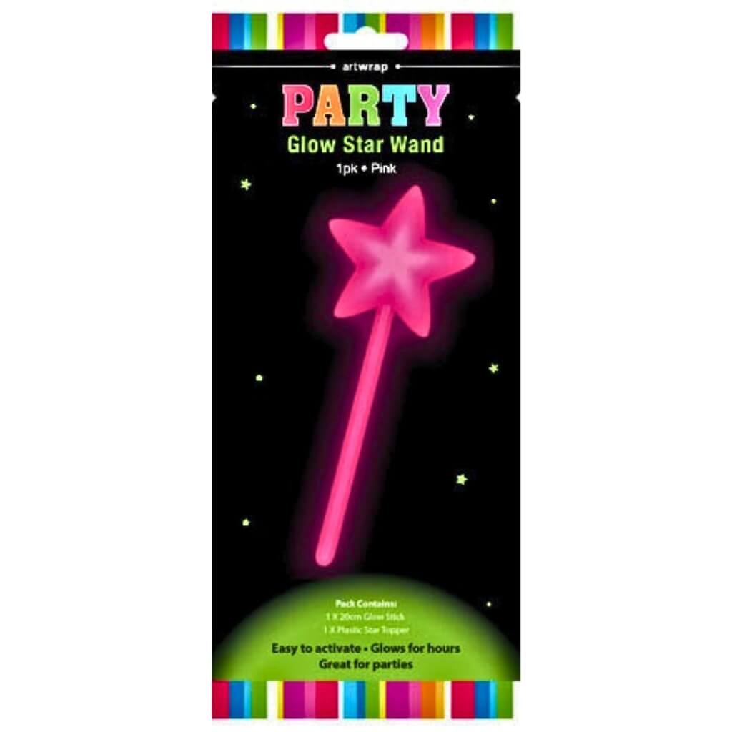 Pink glow star wand party favour for kids