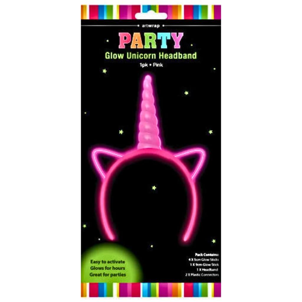 Pink glow unicorn ears headband party favour