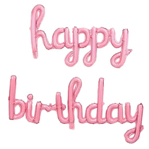 Pink 'happy birthday' Script Balloon Banner Set