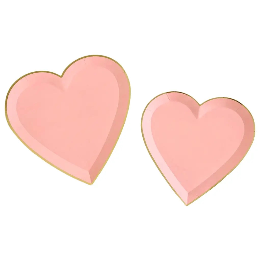 Pink heart plates with gold rim