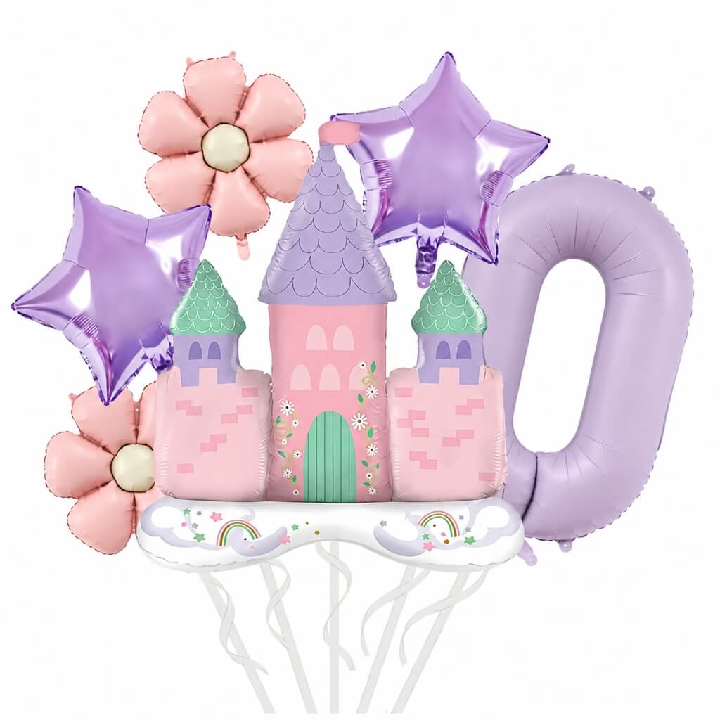 Pink Lilac Princess Daisy Castle Balloon Bundle 6pk number 0