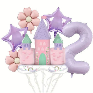 7pcs princess birthday balloon bundle with daisy accents age 2