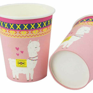 Pink Llama Paper Party Cups 266ml 8 Pack