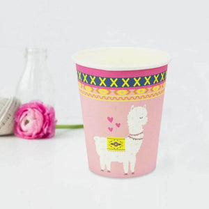 Pink Llama Paper Party Cups 266ml 8 Pack