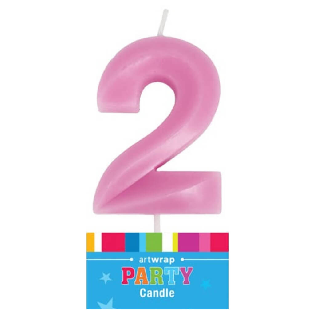 Pink number 2 birthday cake candle