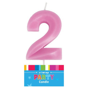 Pink number 2 birthday cake candle