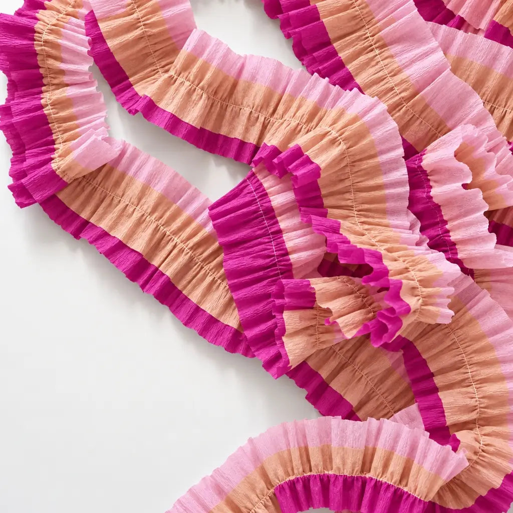 Pink Ombre Ruffled Paper Streamers 3m 4 Pack