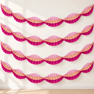 Pink Ombre Ruffled Paper Streamers 3m 4 Pack