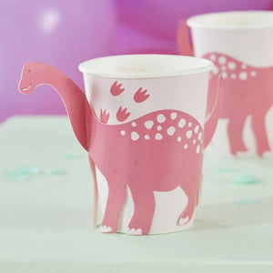 Pink Pop Out Dinosaur Paper Cups 8pk