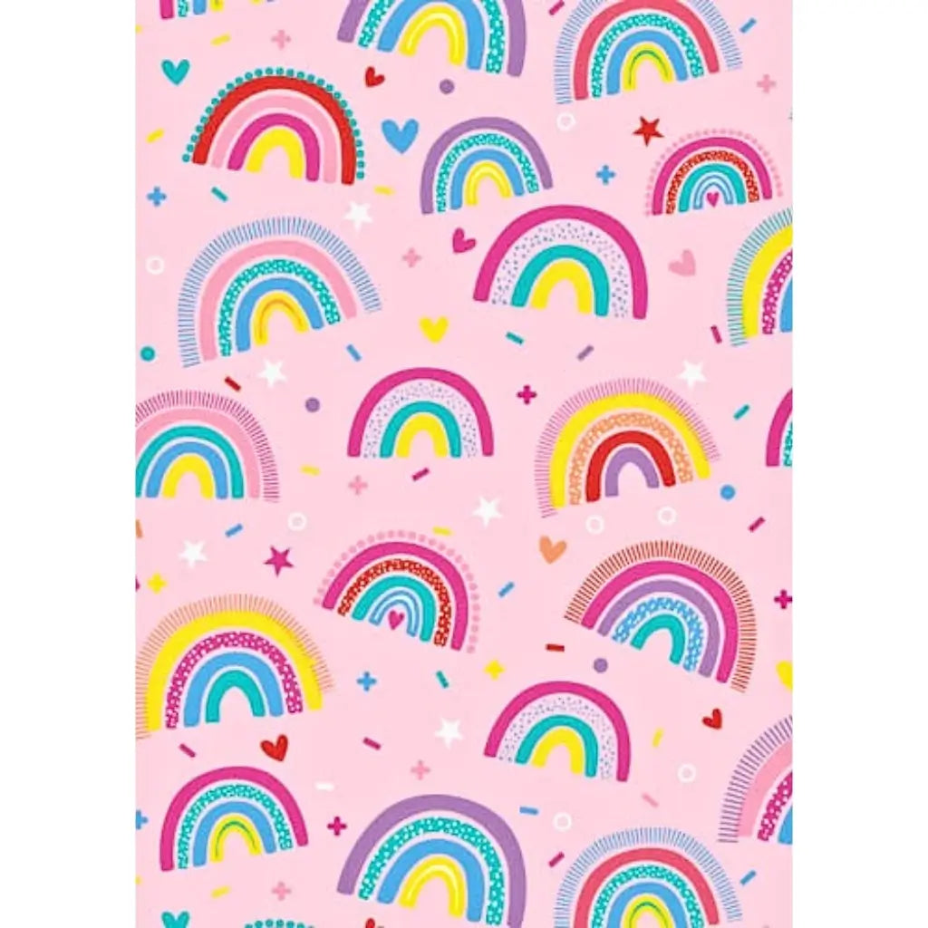 Pink rainbow wrapping paper for kids