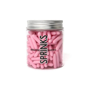 Matte pink cake sprinkles rods in jar by Sprinks