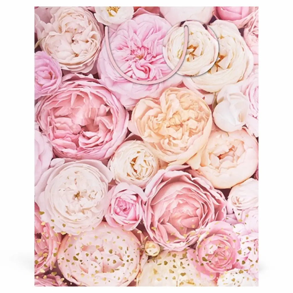 Pink roses large gift bag floral design