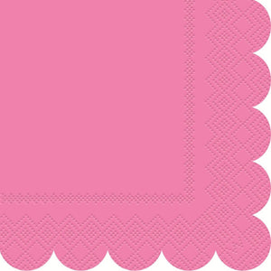 Pink Scalloped Edge Beverage Napkins 16pk