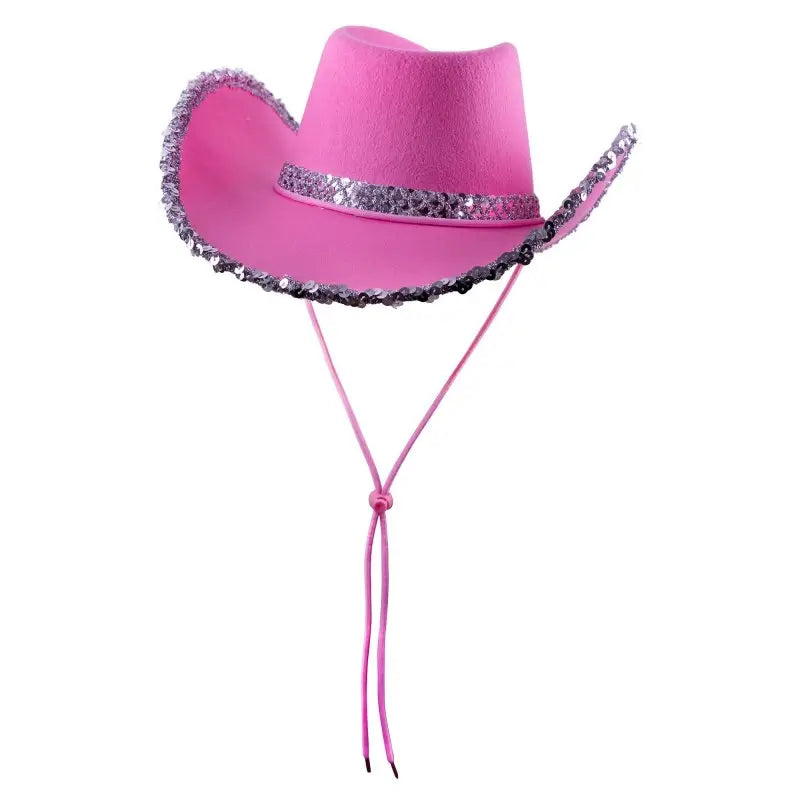Pink Sequins Cowboy Hat Western Cowgirl Costume Dress Up Party