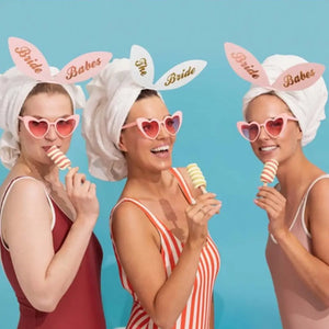 Beach Party The Bride and Bride Babes bunny ear headbands in a six-pack